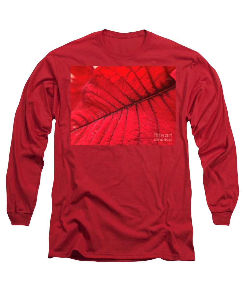 Poinsettia Long Sleeve T-Shirt featuring the photograph Red Leaf by Catherine Wilson