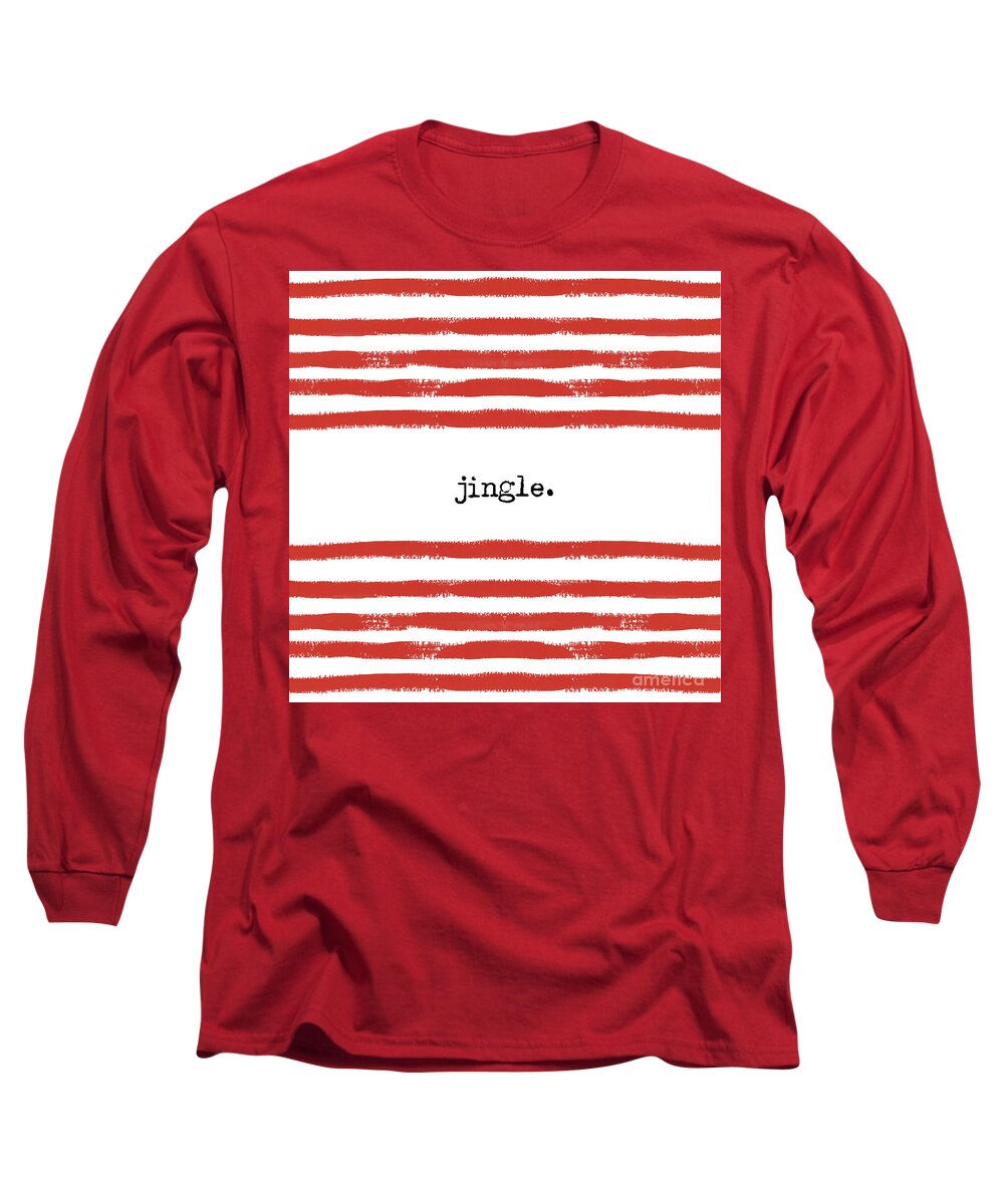 Christmas Long Sleeve T-Shirt featuring the digital art Red Stripes Jingle by Sylvia Cook