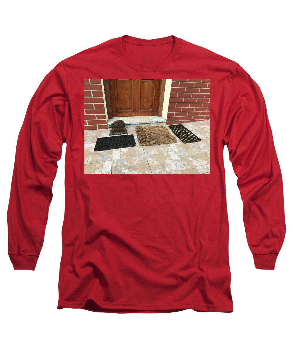Set Long Sleeve T-Shirt featuring the photograph Set of Door Mats and Scrapers by Jan Dolezal