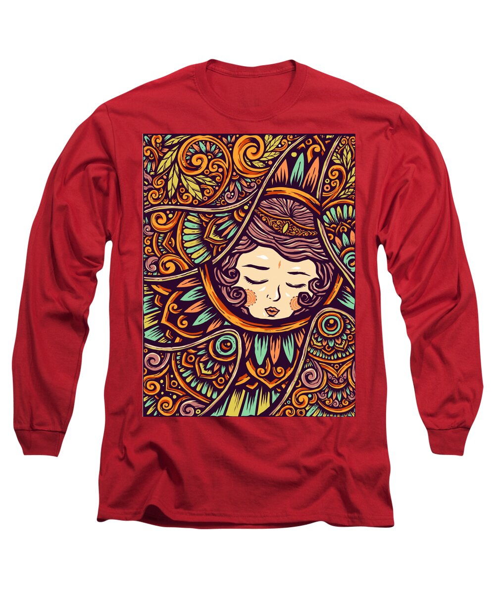 Fall Long Sleeve T-Shirt featuring the painting Sleeping Princess Of Fall by World Art Collective
