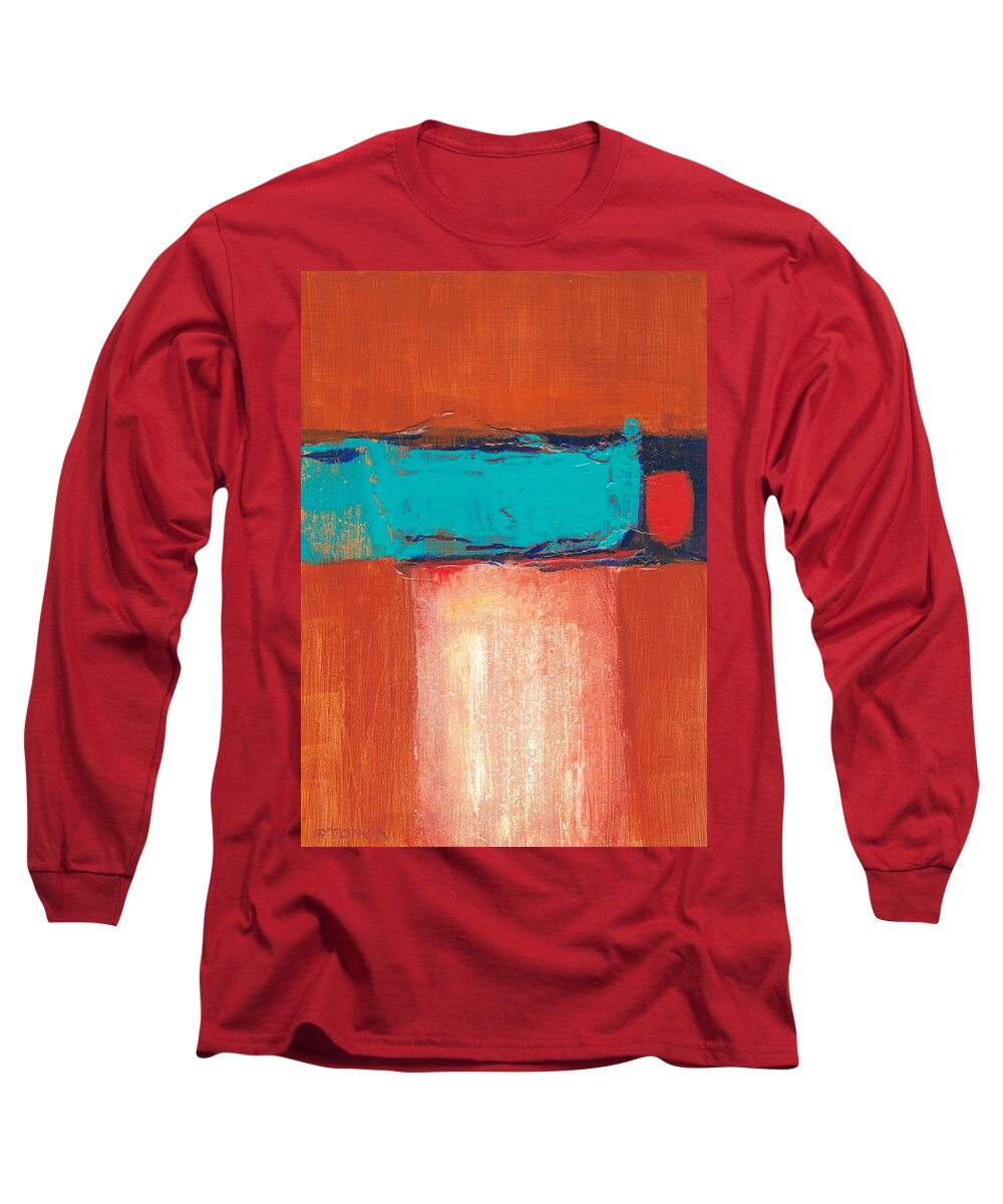 Southwestern Abstract Long Sleeve T-Shirt featuring the painting Southwestern Abstract by Bill Tomsa
