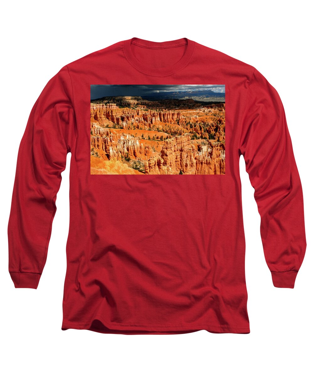 Bryce Long Sleeve T-Shirt featuring the photograph Distant Thunder - Bryce Canyon National Park. Utah by Earth And Spirit