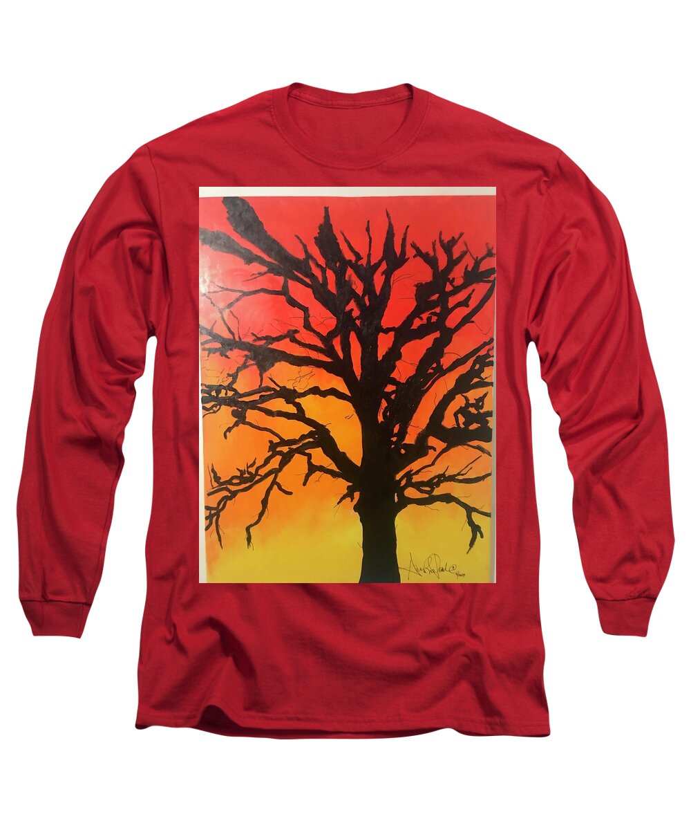  Long Sleeve T-Shirt featuring the mixed media Strange Fruit by Angie ONeal