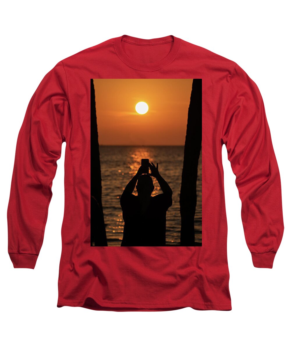 Florida Long Sleeve T-Shirt featuring the photograph Orange Sunrise over water by Marian Tagliarino