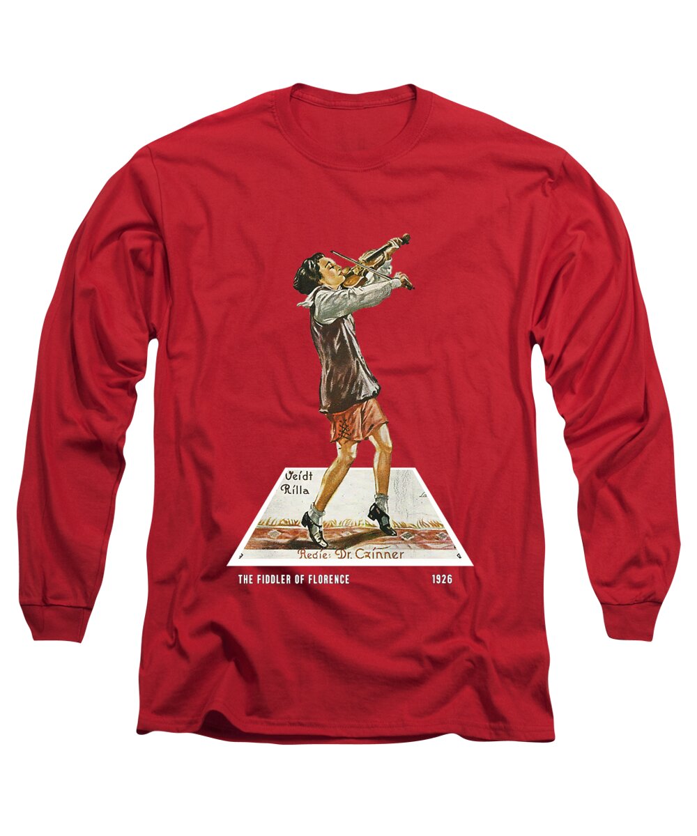 Fiddler Long Sleeve T-Shirt featuring the mixed media ''The Fiddler of Florence'', 1926 - 3d movie poster by Movie World Posters