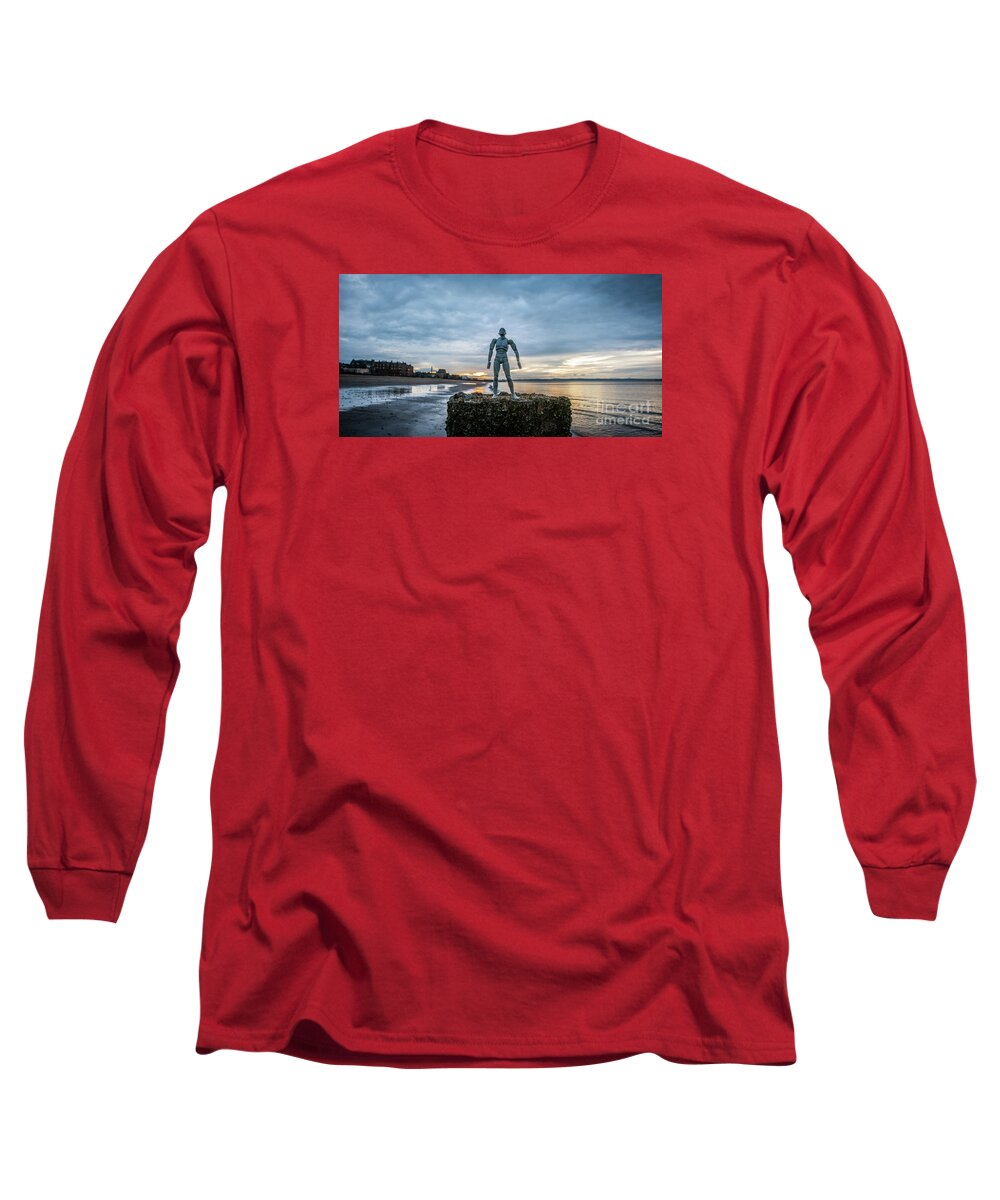 Beach Long Sleeve T-Shirt featuring the photograph The Man on the Beach by Max Blinkhorn