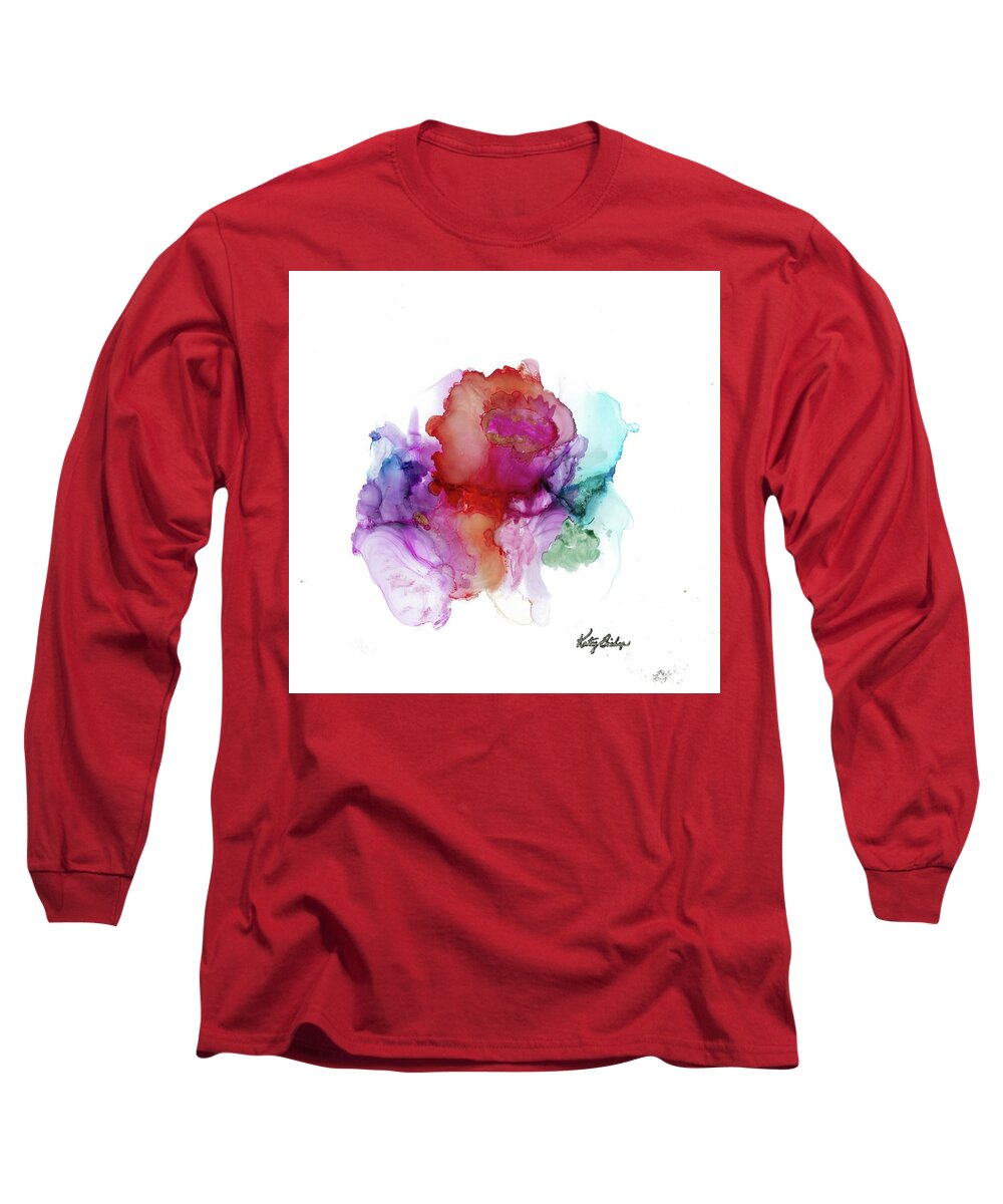 Rose Long Sleeve T-Shirt featuring the painting The Rose At The End Of The Day by Katy Bishop