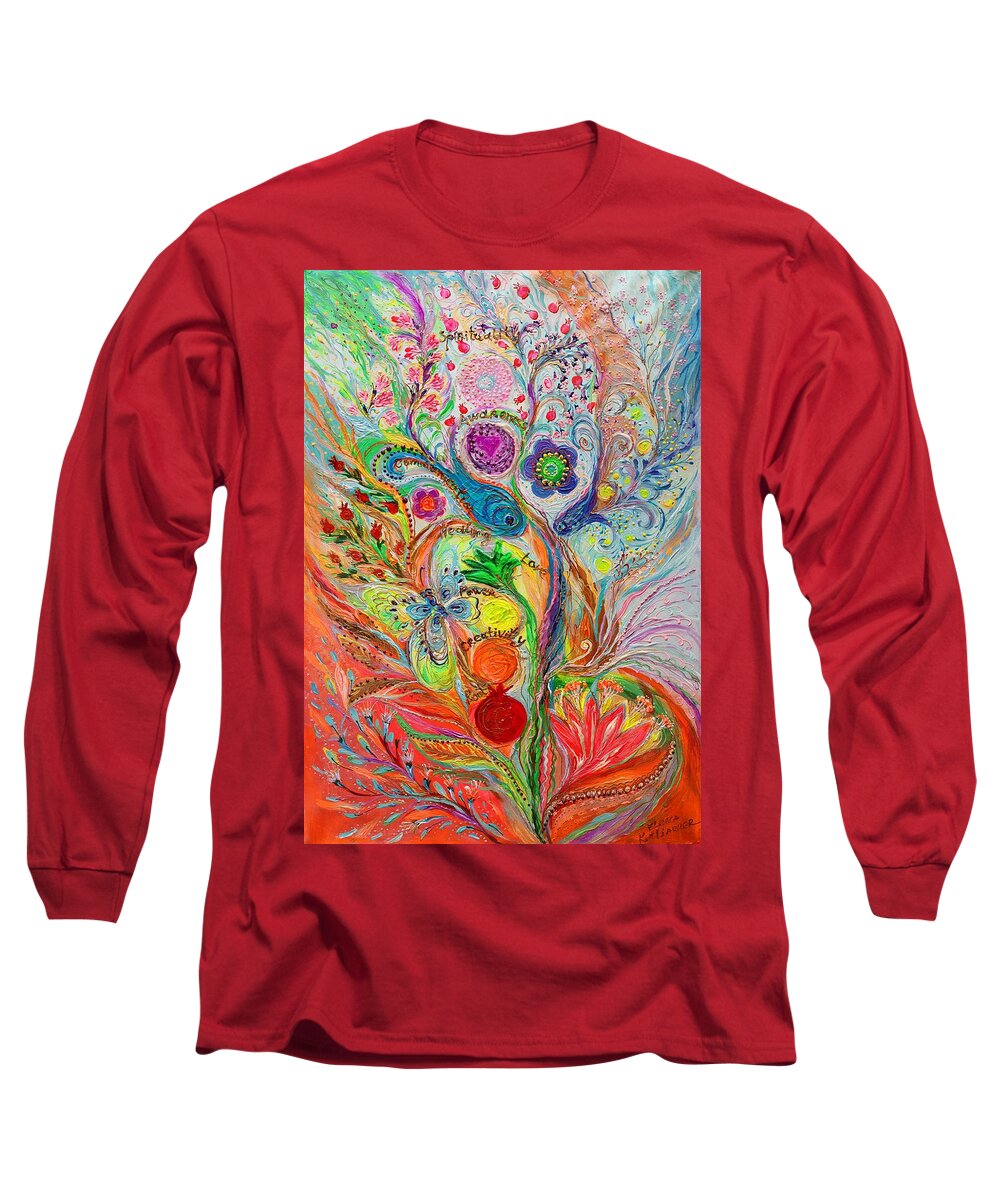 Oriental Style Long Sleeve T-Shirt featuring the painting The Splash Of Life 30. Vitality of color by Elena Kotliarker