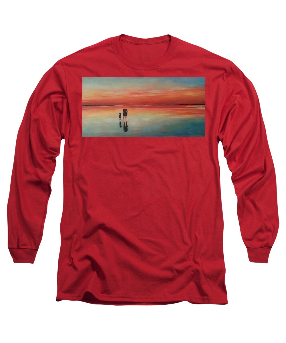 Seascape Long Sleeve T-Shirt featuring the painting Reflections by Sheila Romard