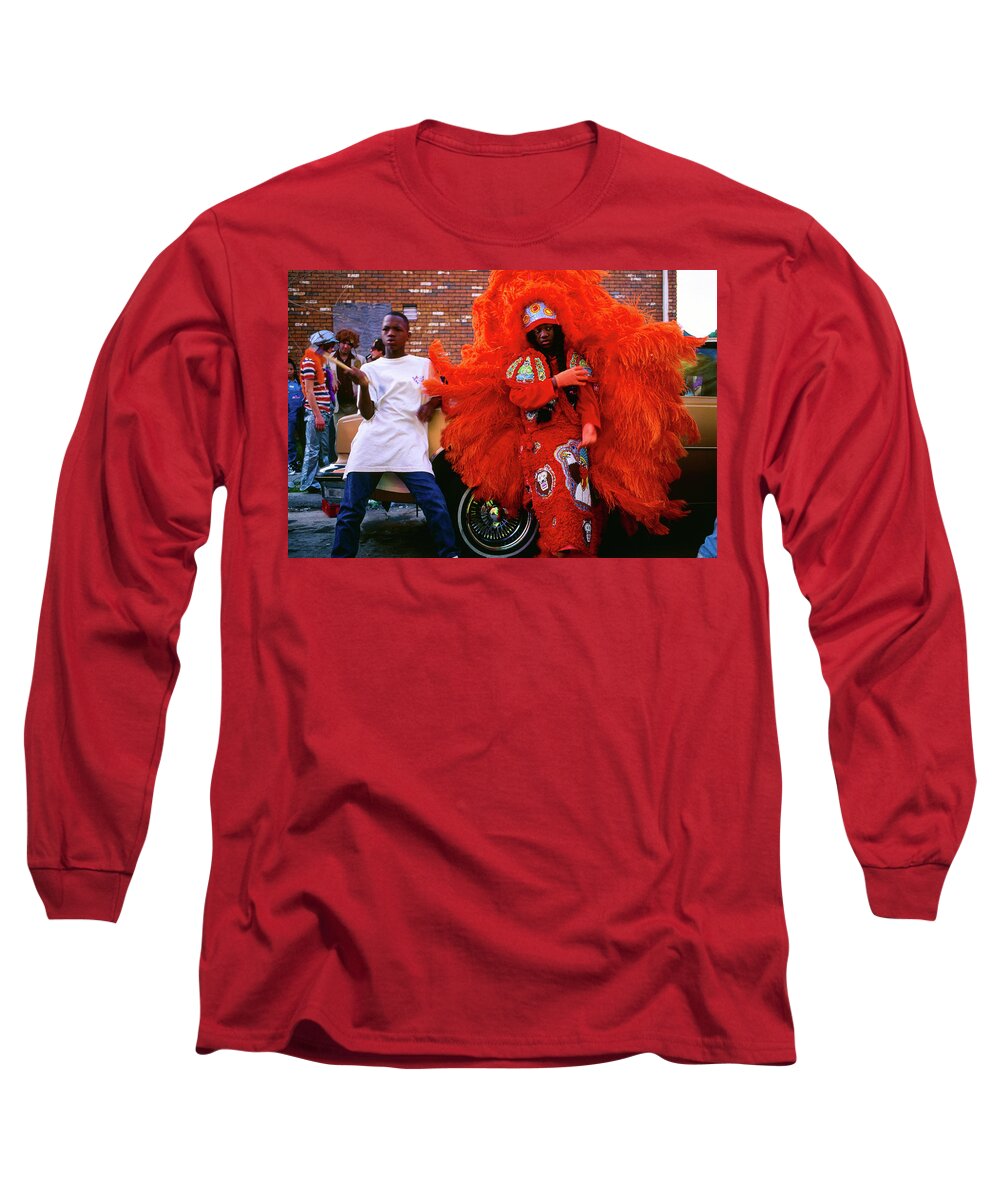 Mardi Gras Long Sleeve T-Shirt featuring the photograph Treme - Mardi Gras Black Indian Parade, New Orleans by Earth And Spirit