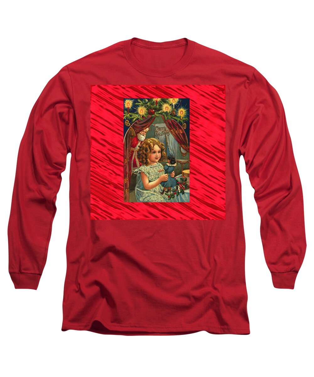 Vintage Christmas Long Sleeve T-Shirt featuring the digital art Vintage Christmas Art by Caterina Christakos