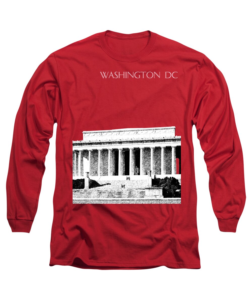 Architecture Long Sleeve T-Shirt featuring the digital art Washington DC Skyline Lincoln Memorial - Coral by DB Artist