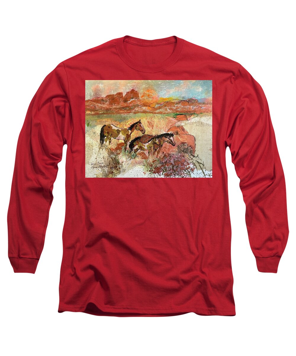 Horse Long Sleeve T-Shirt featuring the painting Wild Child by Elaine Elliott