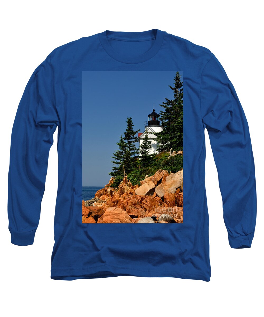 Bass Harbor Long Sleeve T-Shirt featuring the photograph Bass Harbor Head Light - Acadia by Mark Valentine