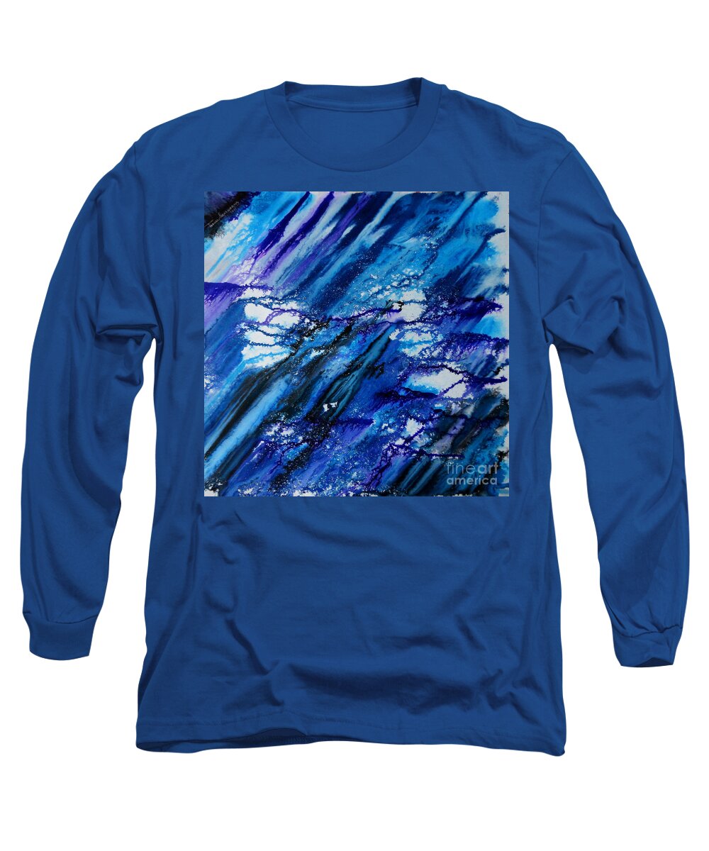 Art Long Sleeve T-Shirt featuring the painting Blue Wind by Tamal Sen Sharma