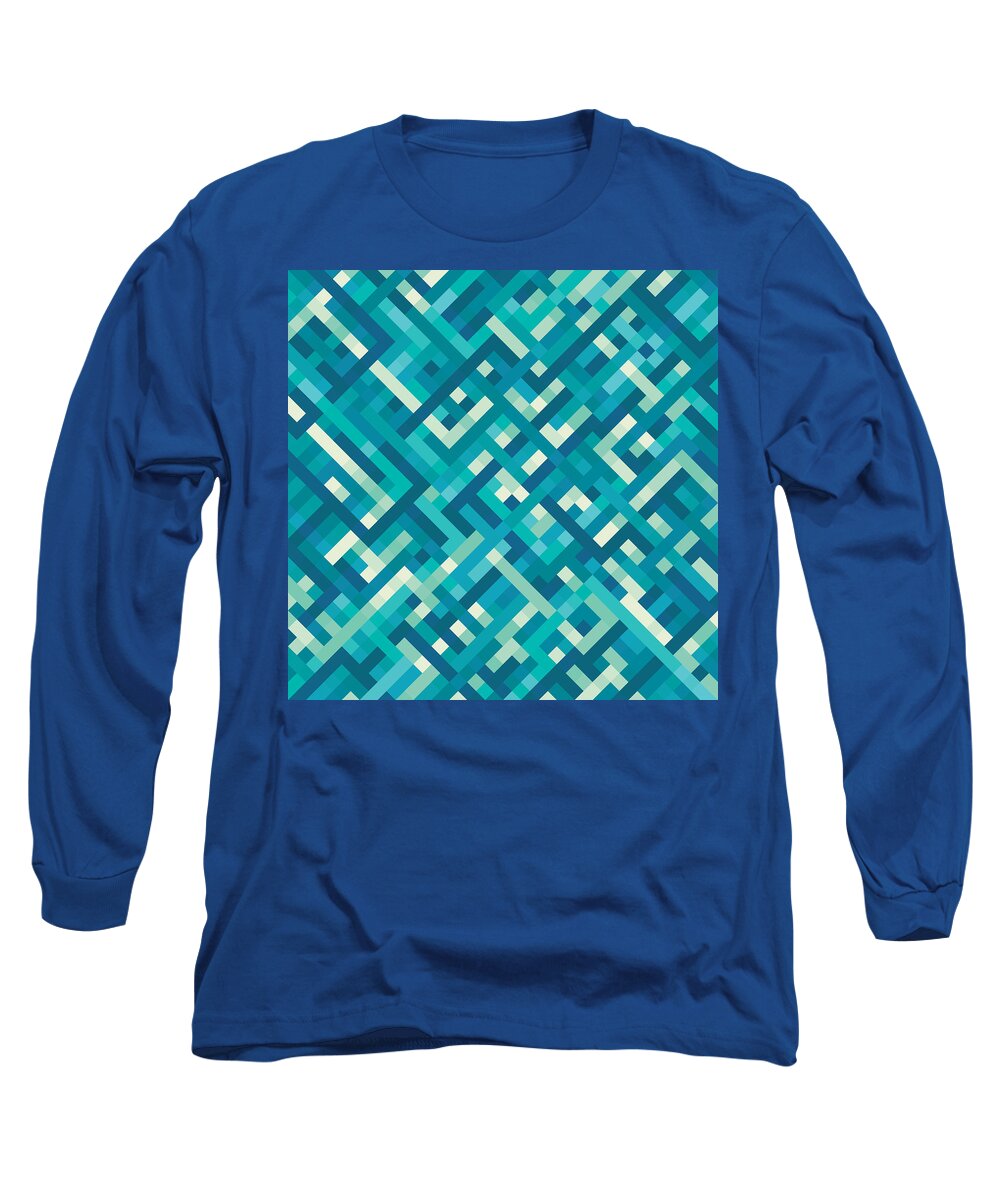 Abstract Long Sleeve T-Shirt featuring the digital art Pixel Art #16 by Mike Taylor