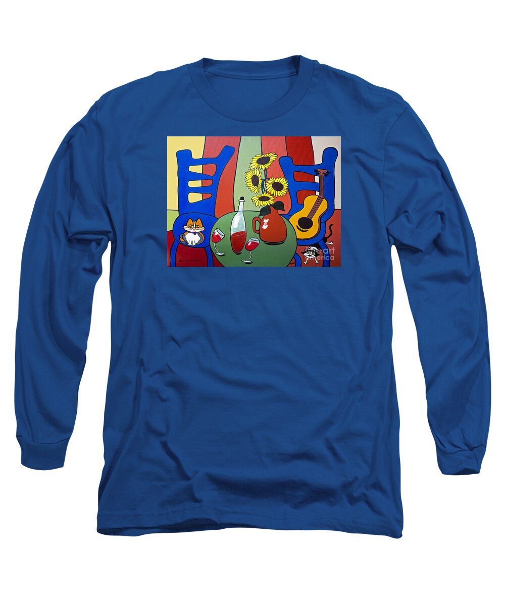 Cat Long Sleeve T-Shirt featuring the painting Oreo by Barbara McMahon
