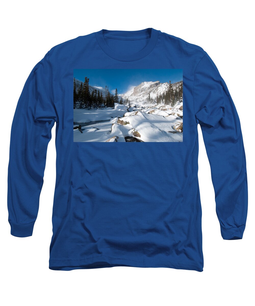 Colorado Long Sleeve T-Shirt featuring the photograph A Winter Morning in the Mountains by Cascade Colors
