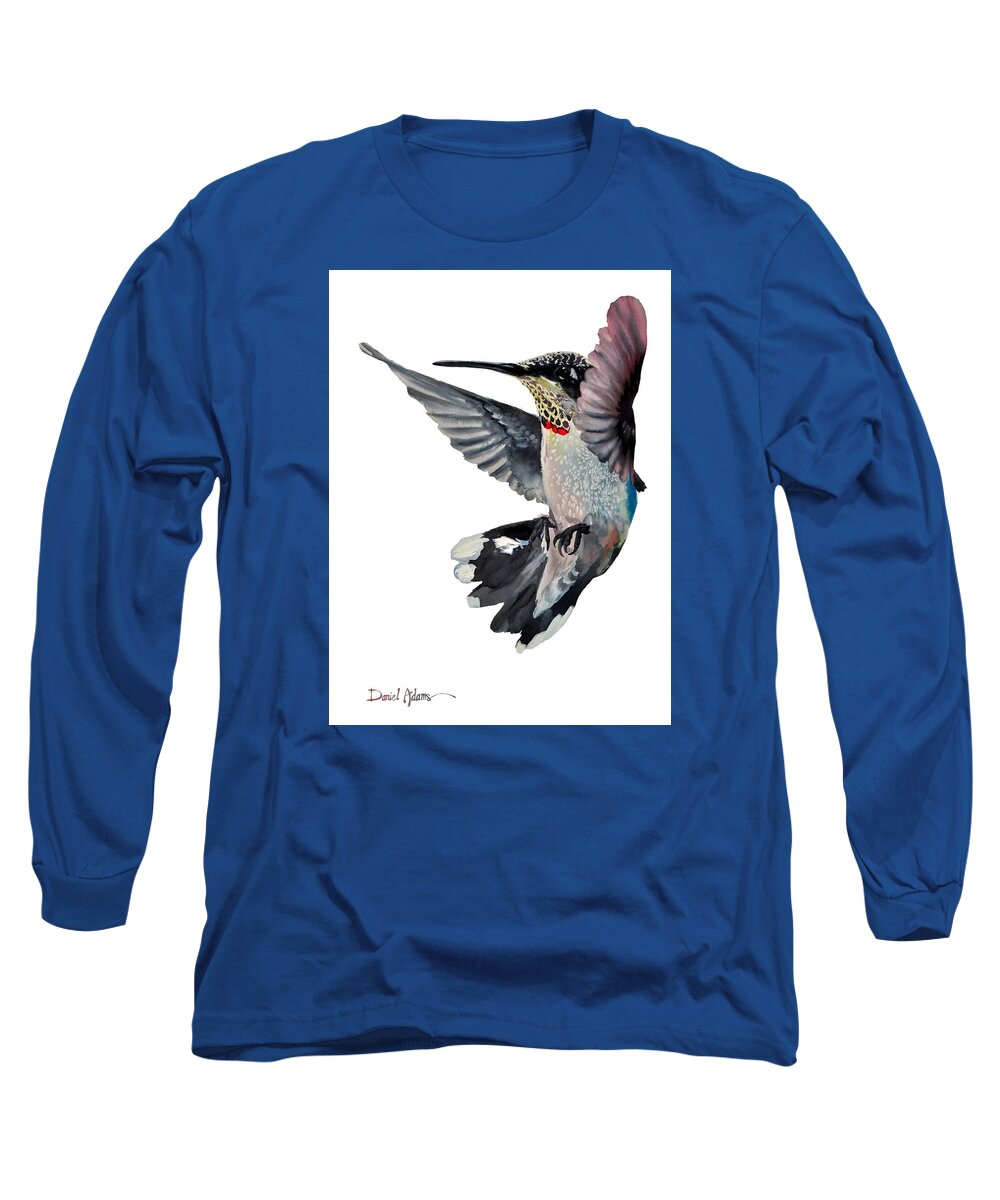 Hummingbird Long Sleeve T-Shirt featuring the painting Backstroke by Daniel Adams by Daniel Adams