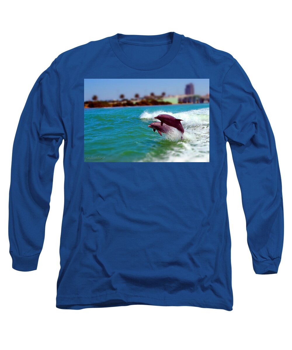 Clearwater Long Sleeve T-Shirt featuring the photograph Bay Dolphins by Joseph Desiderio
