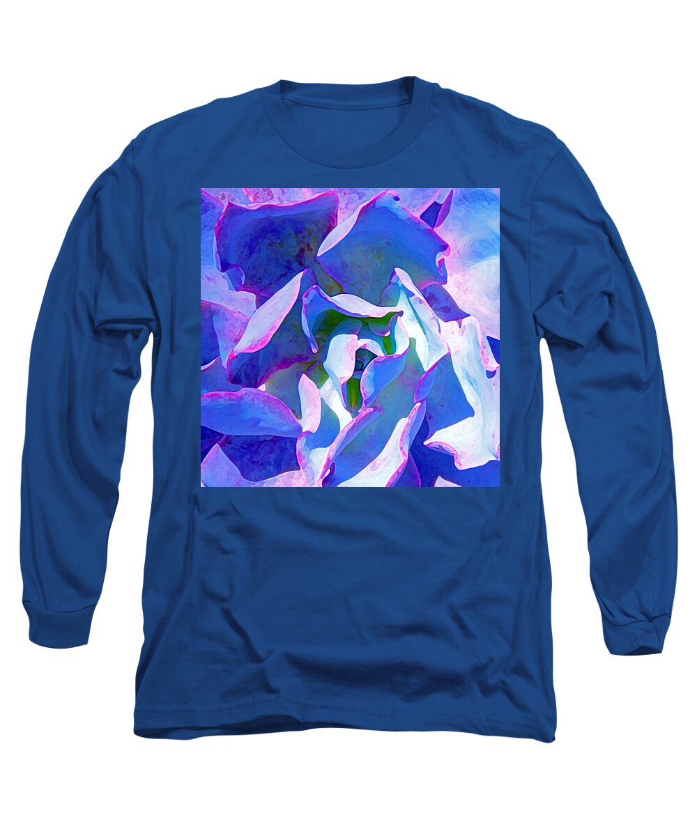  Long Sleeve T-Shirt featuring the painting Blue and Purple Succulent Close Up by Amy Vangsgard