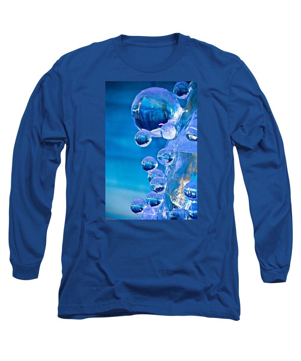  Winterlude Long Sleeve T-Shirt featuring the photograph Blue Ice Bubbles by Cheryl Baxter