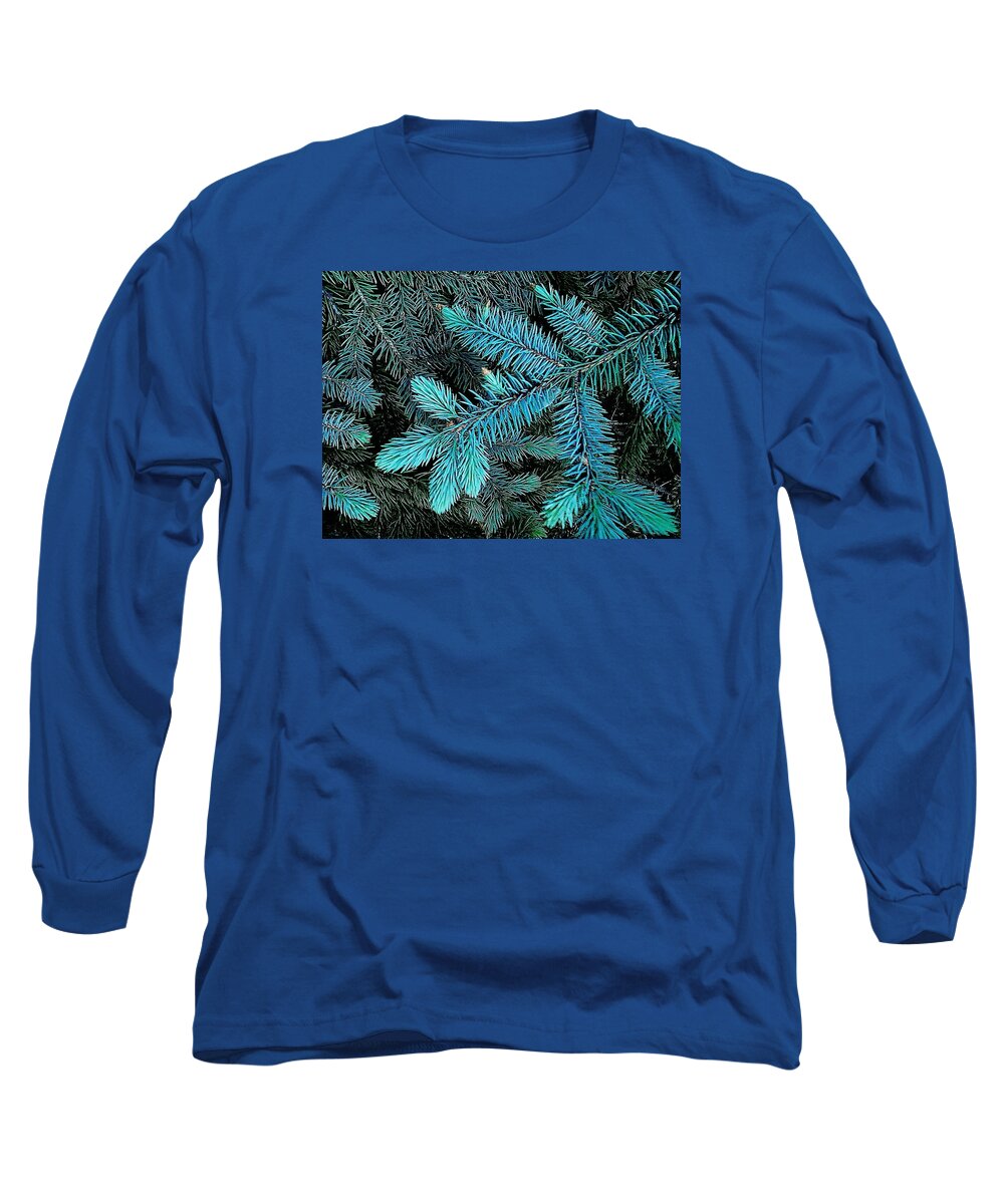 Abstract Long Sleeve T-Shirt featuring the photograph Blue Spruce by Daniel Thompson