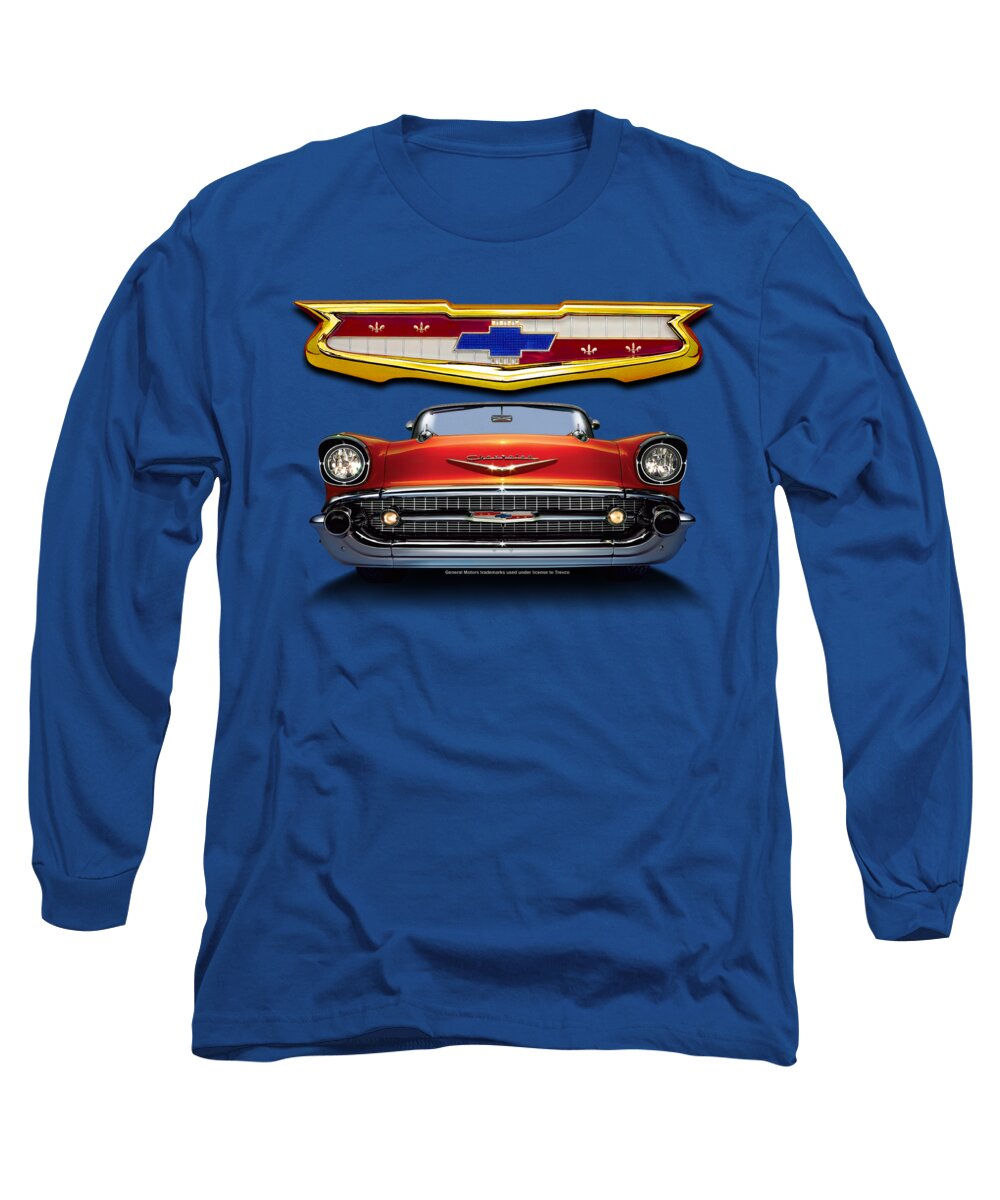 Chevrolet Long Sleeve T-Shirt featuring the digital art Chevrolet - 1957 Bel Air Grille by Brand A