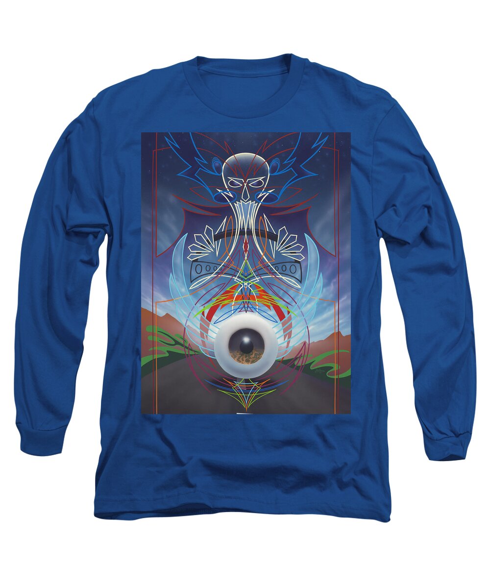 Pinstriping Long Sleeve T-Shirt featuring the painting Destiny Meets Eternity in the Oncoming Lane by Alan Johnson