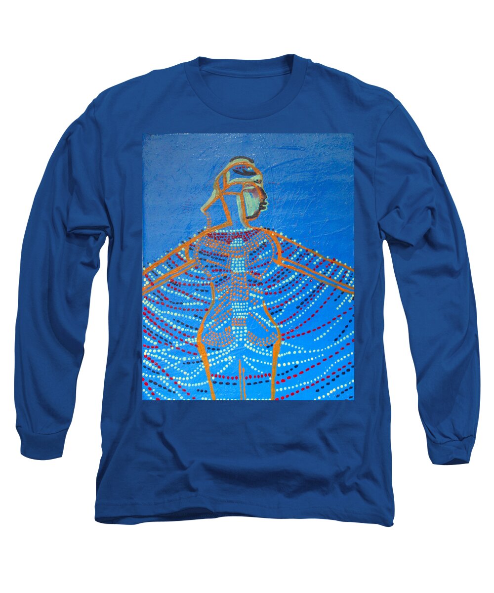 Jesus Long Sleeve T-Shirt featuring the painting Dinka Corset by Gloria Ssali