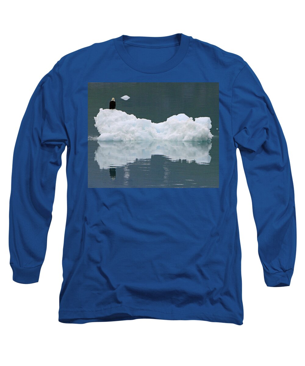 Eagle Long Sleeve T-Shirt featuring the photograph Eagle on Ice by Shoal Hollingsworth