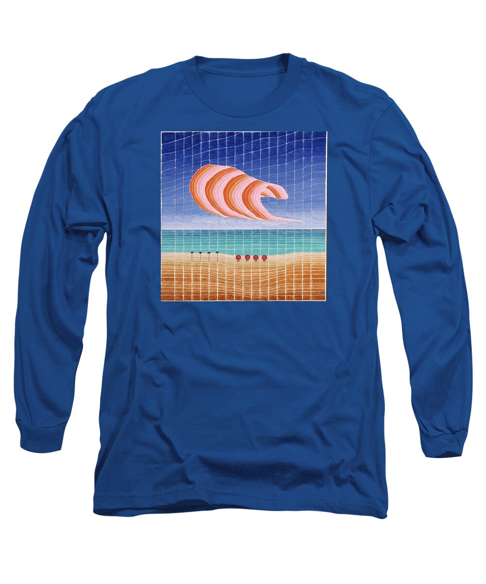 3d Long Sleeve T-Shirt featuring the painting Five Beach Umbrellas by Jesse Jackson Brown