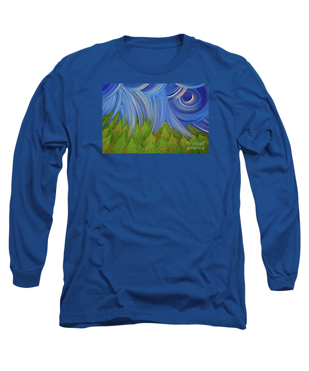 Jrr Long Sleeve T-Shirt featuring the painting Forest Rain by jrr by First Star Art
