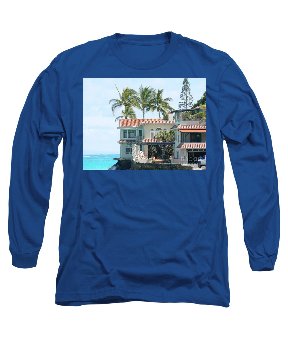 Island Long Sleeve T-Shirt featuring the photograph House at Land's End by Dona Dugay