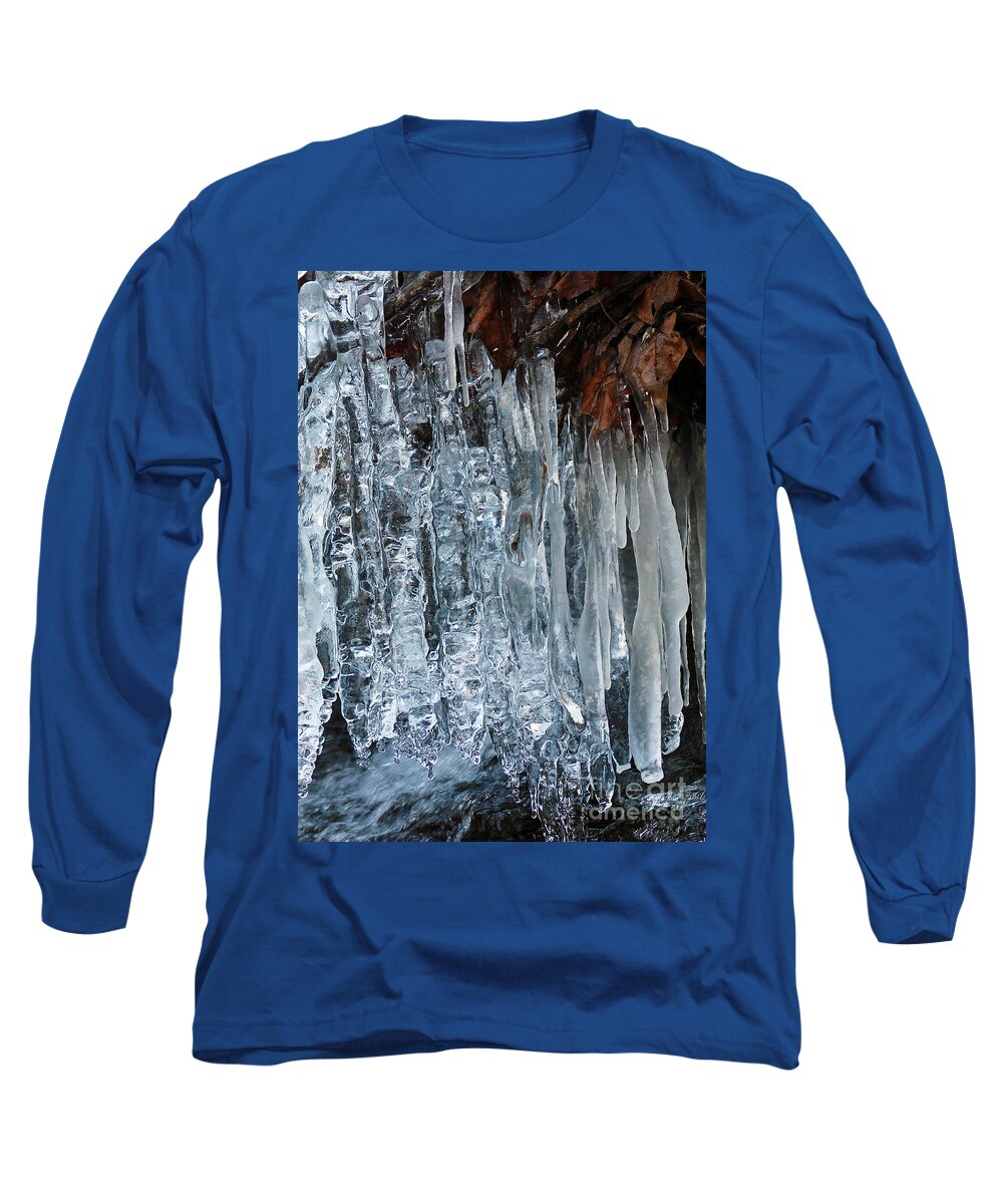 Frost Long Sleeve T-Shirt featuring the photograph Ice Sickles by Karen Adams