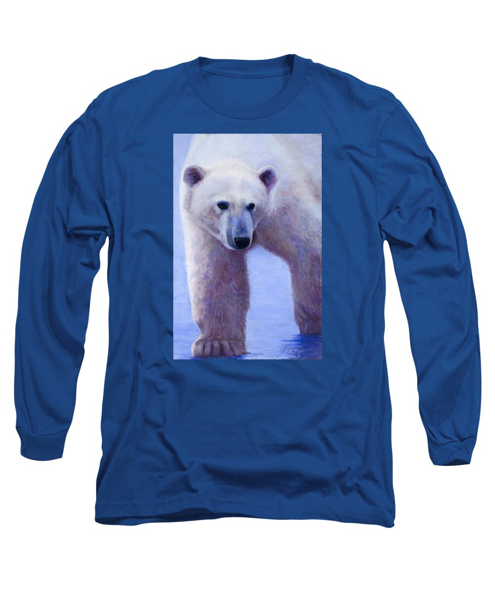 Polar Bear Long Sleeve T-Shirt featuring the painting In Search of by Billie Colson