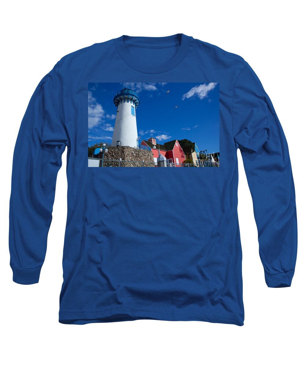 Lighthouse In Fisherman's Village Long Sleeve T-Shirt featuring the photograph Lighthouse in Fisherman's Village by Nina Prommer