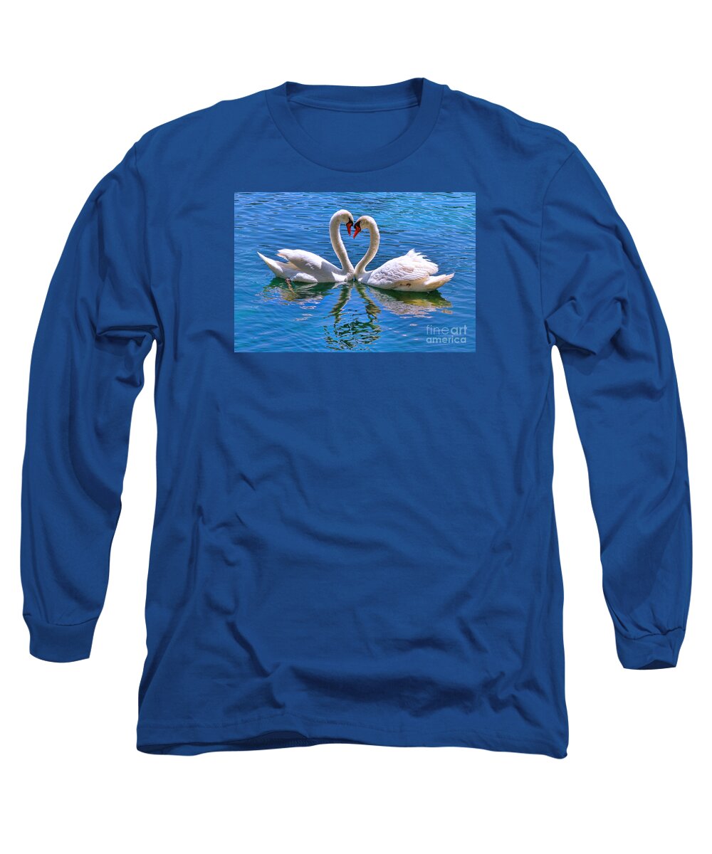 Swan Long Sleeve T-Shirt featuring the photograph Love for Lauren on Lake Eola by Diana Sainz by Diana Raquel Sainz