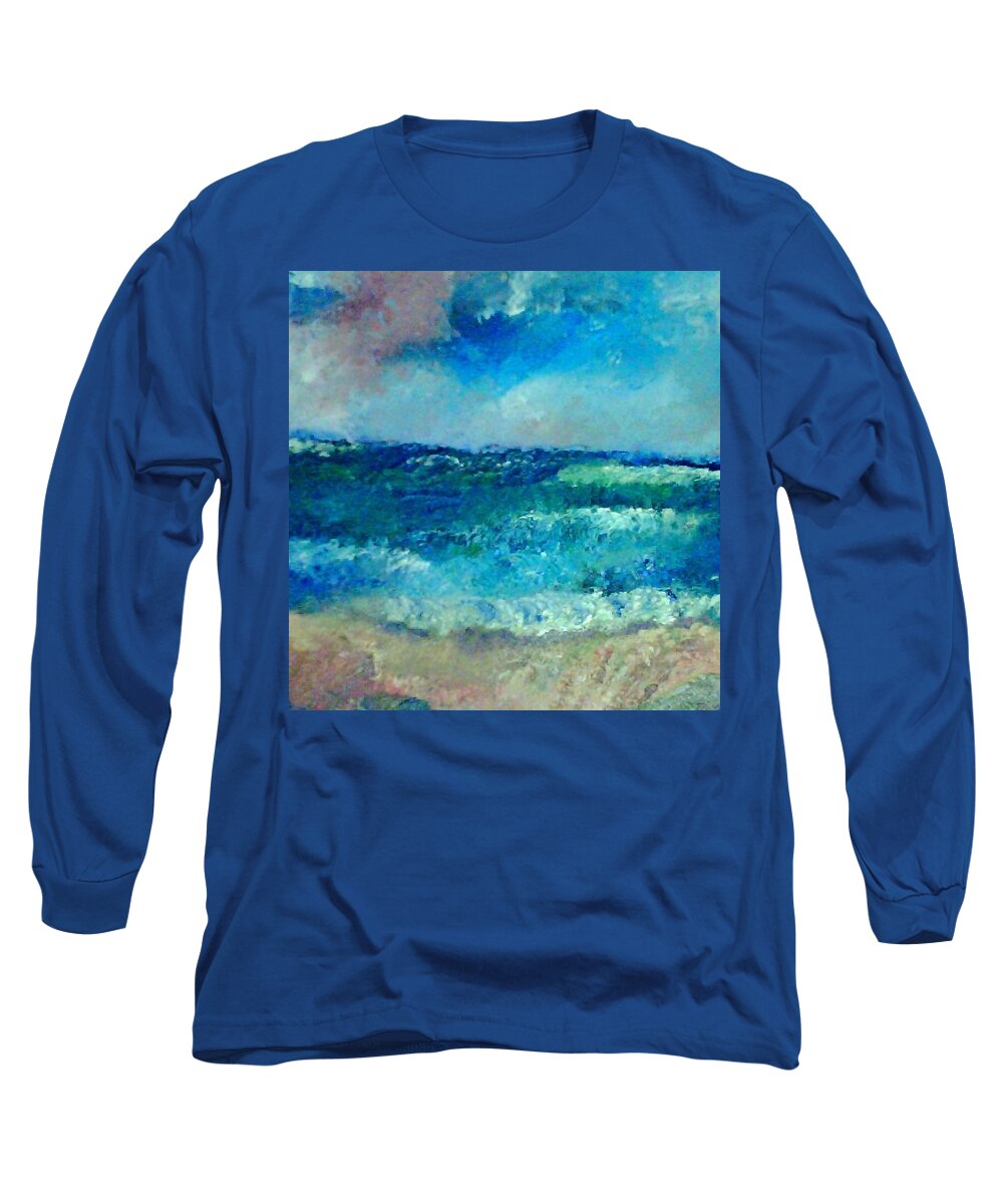Water Long Sleeve T-Shirt featuring the painting Majestic Fury by Suzanne Berthier