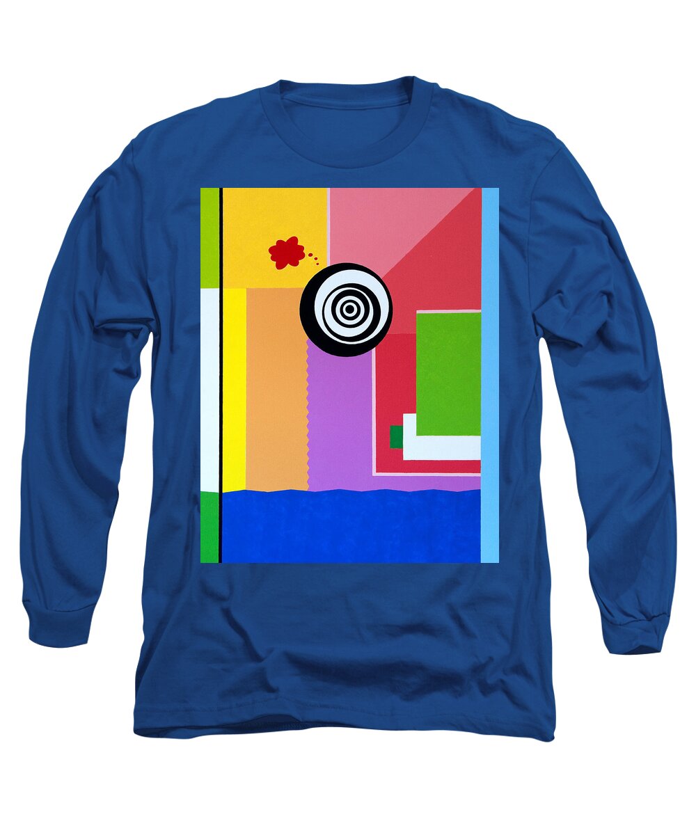 Geometric Long Sleeve T-Shirt featuring the painting Mid Century Conflict by Thomas Gronowski