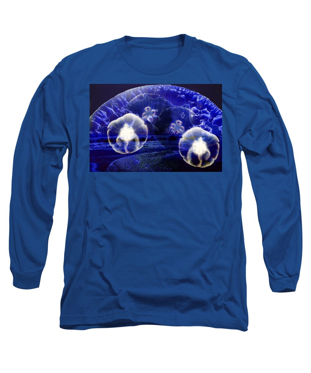 Moon Jellies Long Sleeve T-Shirt featuring the digital art Moon Jellies by Lisa Yount