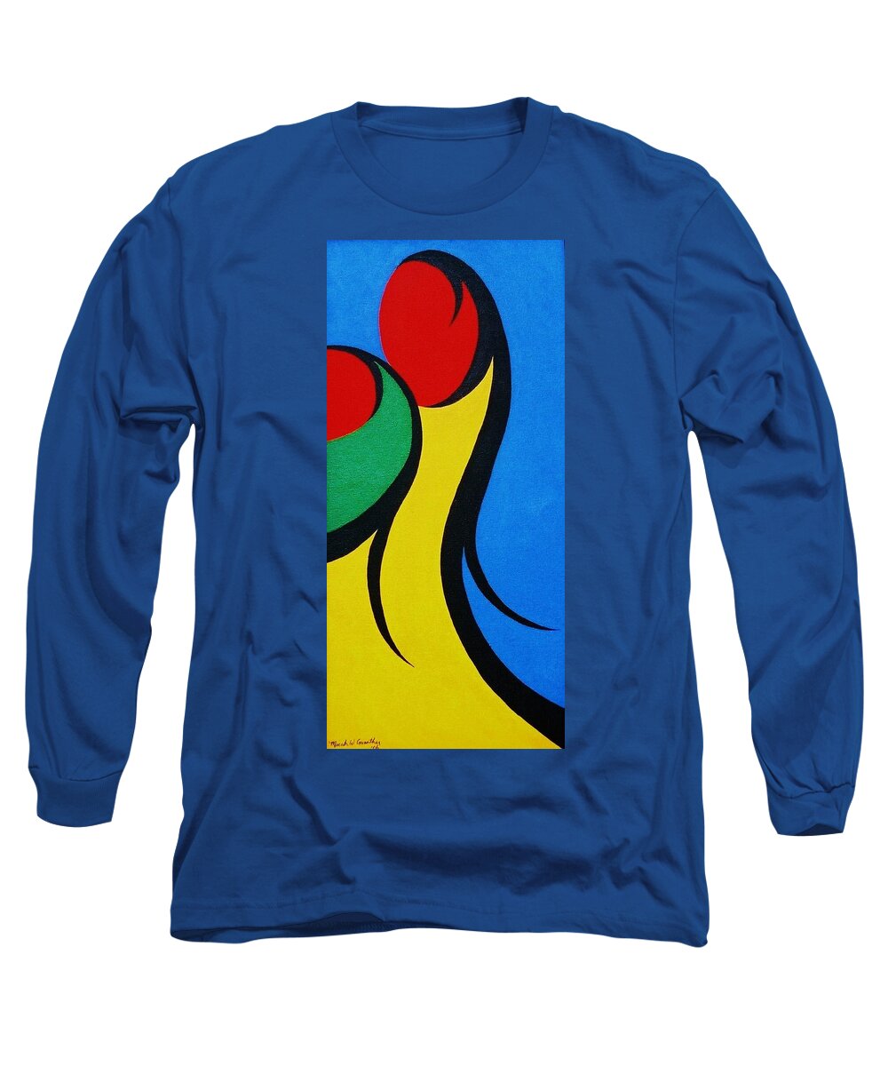 Abstract Long Sleeve T-Shirt featuring the painting Mother and Child by Micah Guenther