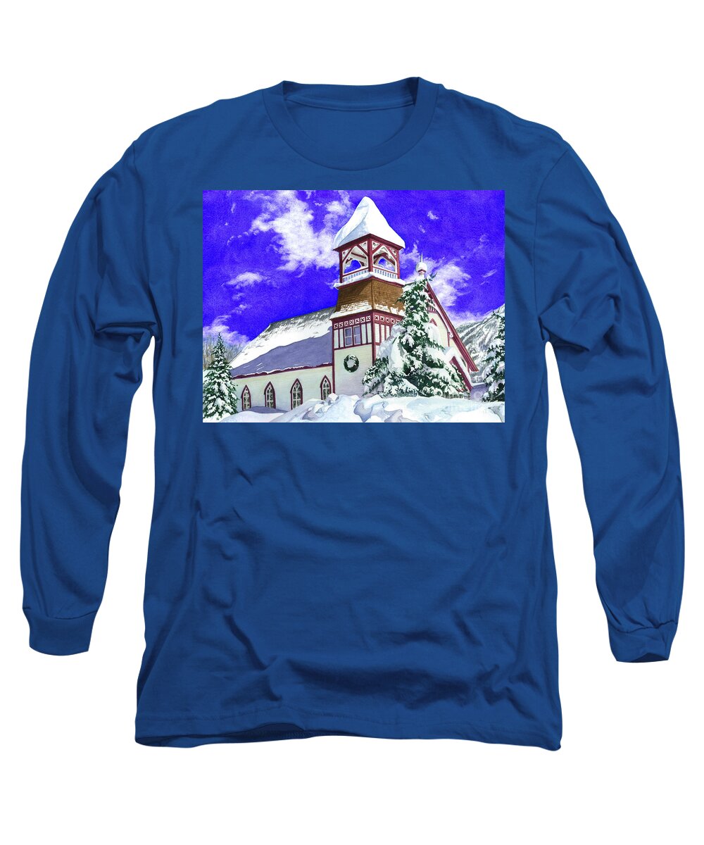 Church Long Sleeve T-Shirt featuring the painting Mountain Sanctuary 2 by Barbara Jewell