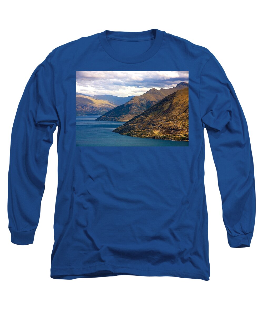 New Long Sleeve T-Shirt featuring the photograph Mountains Meet Lake by Stuart Litoff