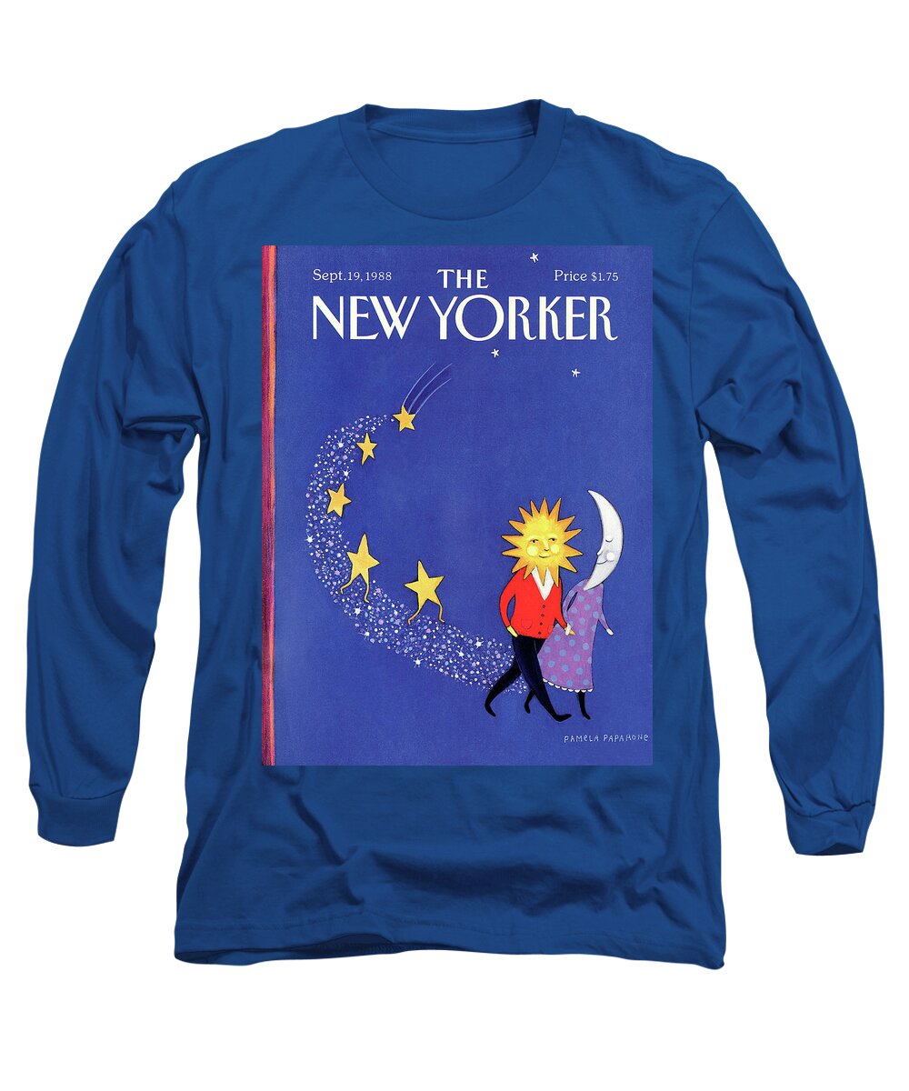 Night Long Sleeve T-Shirt featuring the painting New Yorker September 19th, 1988 by Pamela Paparone