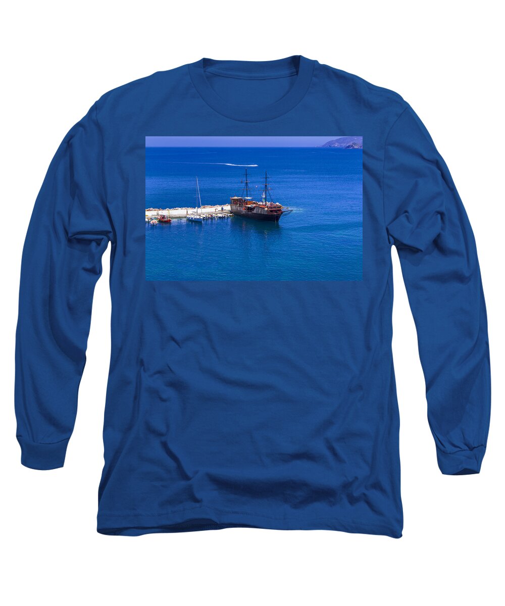 Greece Long Sleeve T-Shirt featuring the photograph Old Sailing Ship in Bali by Sun Travels
