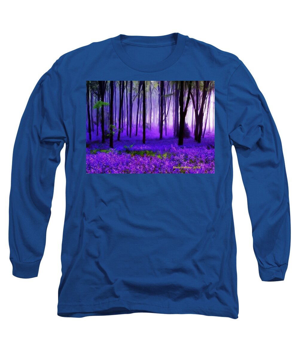 Tree Long Sleeve T-Shirt featuring the painting Purple Forest by Bruce Nutting
