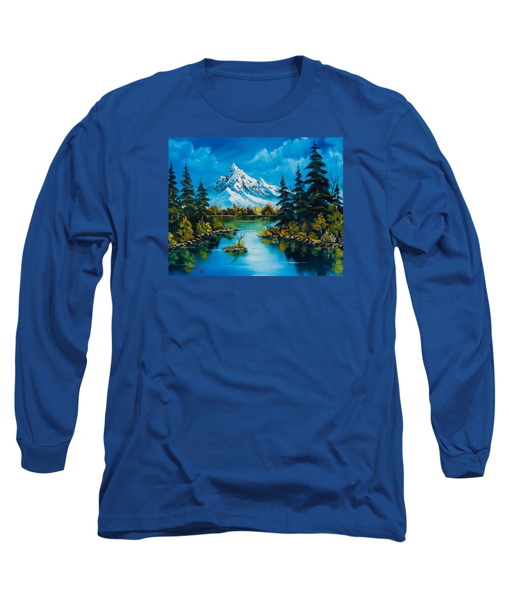 Landscape Long Sleeve T-Shirt featuring the painting Reflections of Fall by Chris Steele