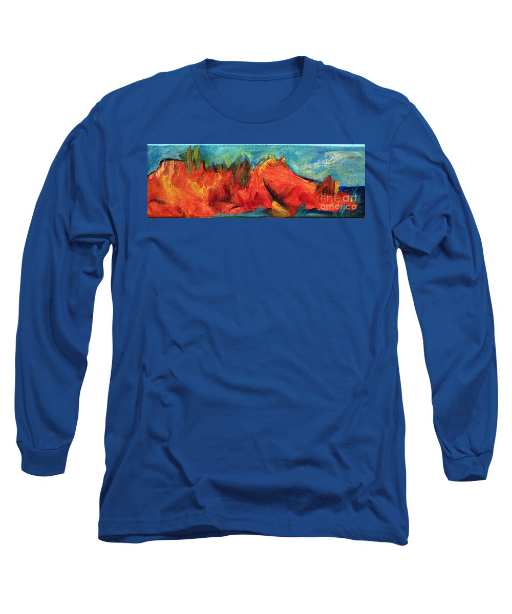 Landscape Long Sleeve T-Shirt featuring the painting Roasted Rock Coast by Elizabeth Fontaine-Barr