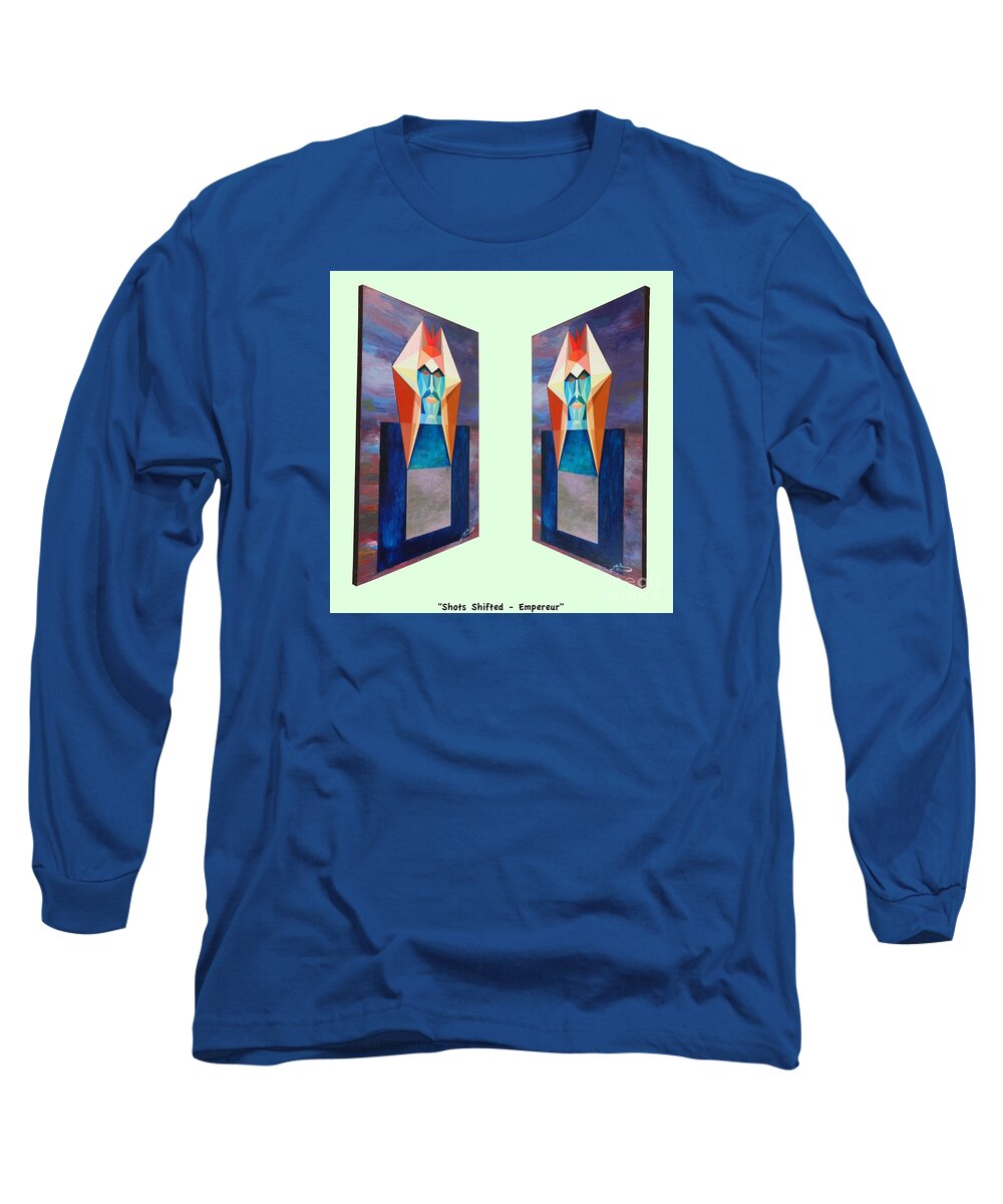 Spirituality Long Sleeve T-Shirt featuring the painting Shots Shifted - Empereur 4 by Michael Bellon